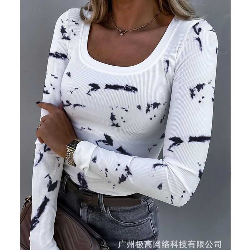 Women's T-shirt Top Summer Sexy Slim Tie-Dye Printed T-shirt Women's Casual Long Sleeve Round Neck Pullover T-shirt
Women's T-shirt Top Summer Sexy Slim Tie-Dye Printed T-shirt Women's Casual Long Sleeve Round Neck Pullover T-shirt