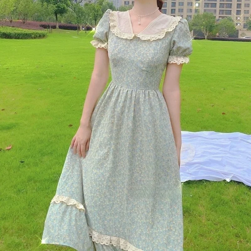 Summer Floral Fairy Midi Dress Women French Elegant Slim Print Party Dress Casual Vintage Lace Cottagecore Beach Boho Dress 2022
Summer Floral Fairy Midi Dress Women French Elegant Slim Print Party Dress Casual Vintage Lace Cottagecore Beach Boho Dress 2022