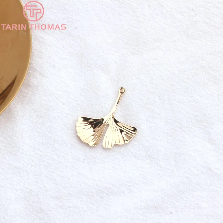 

(1908)12PCS 26x29MM 24K Gold Color Plated Ginkgo Leaf Leaves Charm Pendants for DIY Jewelry Making Findings