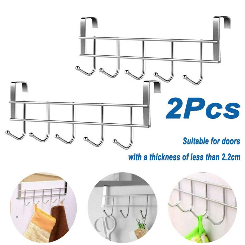 2Pcs 5Hooks Clothes Storage Over Door Hanger Towel Hanging Rack No-Punching Home Organization Bathroom Kitchen Hooks Hangers
2Pcs 5Hooks Clothes Storage Over Door Hanger Towel Hanging Rack No-Punching Home Organization Bathroom Kitchen Hooks Hangers
