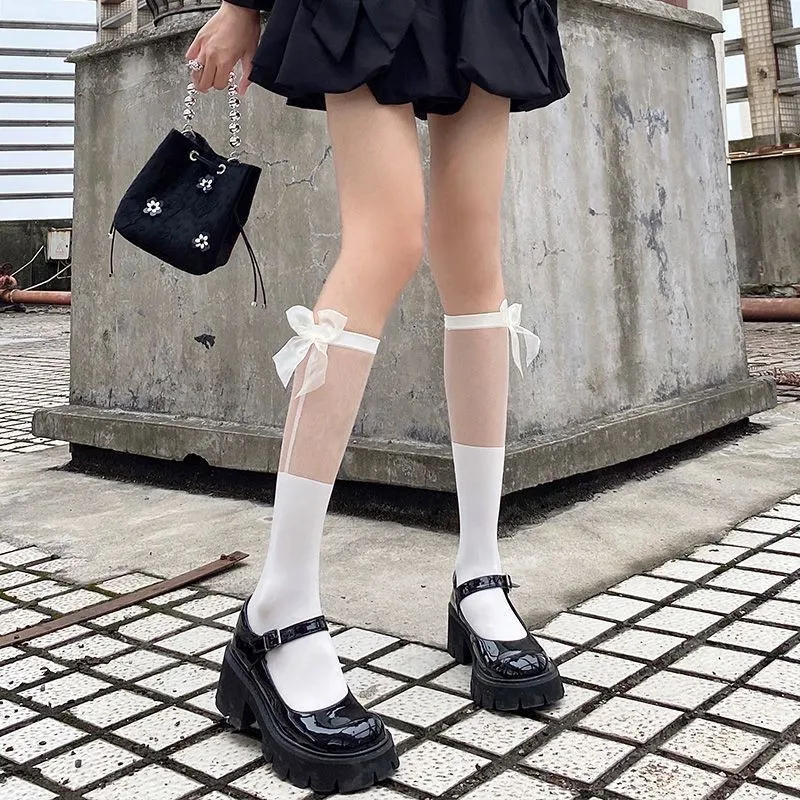 Fashion Girls Socks Summer Thin JK Style Mesh Stitching Bow Middle Tube Socks Female Calf Socks White Lace Mid-Calf Length Socks
Fashion Girls Socks Summer Thin JK Style Mesh Stitching Bow Middle Tube Socks Female Calf Socks White Lace Mid-Calf Length Socks