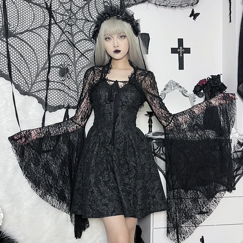 Rosetic Goth, Ретро стиль, сексуальная женская шаль с длинным Расклешенным рукавом, однотонный пуловер с круглым вырезом, сетчатая кружевная Лоск...
Rosetic Goth, Ретро стиль, сексуальная женская шаль с длинным Расклешенным рукавом, однотонный пуловер с круглым вырезом, сетчатая кружевная Лоск...