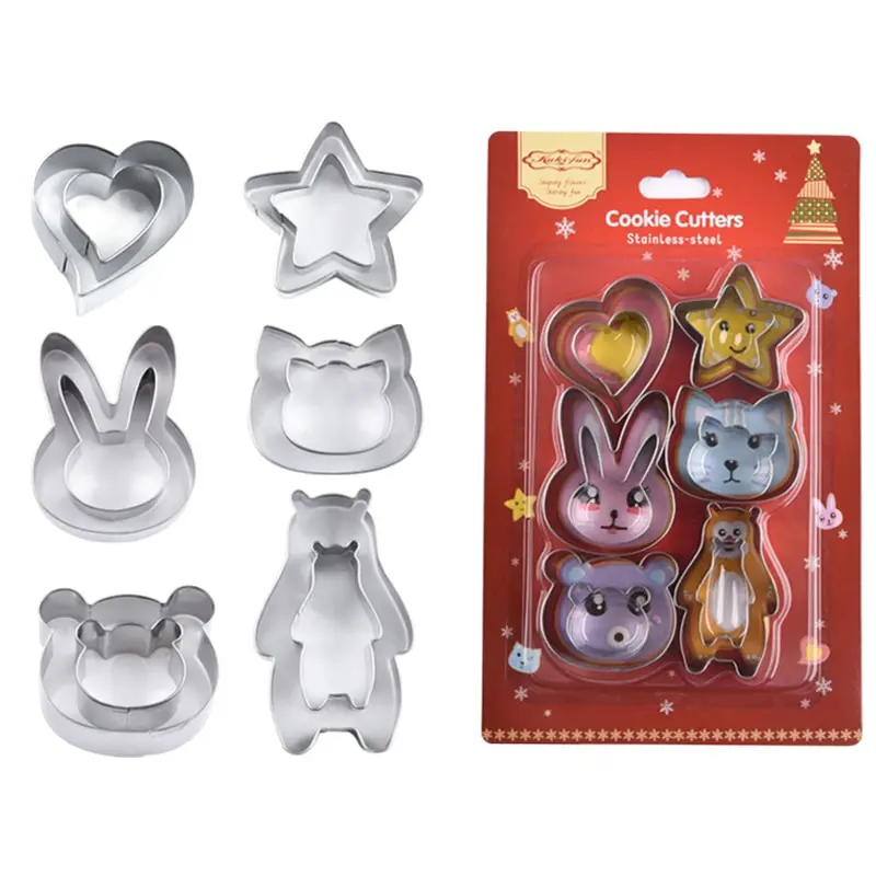 12 шт./компл. мини-форма для печенья с изображением животных геометрические формы для печенья набор легко нажимать кондитерские изделия форм...