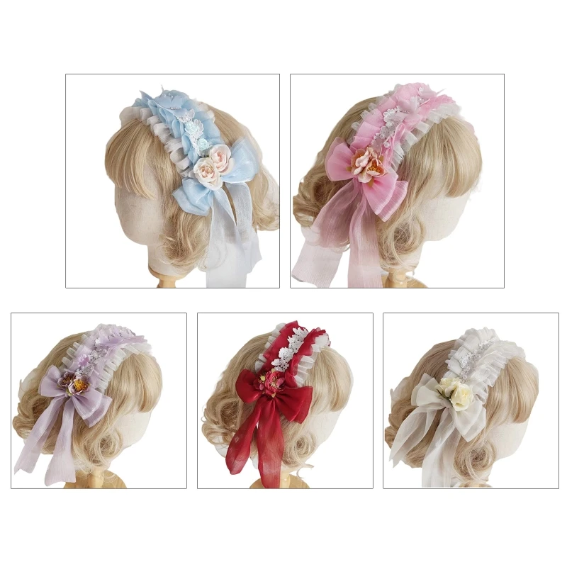 Girls Pleated Laces with Elegant Flower Shaped Headband Multi Color Makeup Photoshoot Hairhoop Christmas Party Headpiece
Girls Pleated Laces with Elegant Flower Shaped Headband Multi Color Makeup Photoshoot Hairhoop Christmas Party Headpiece