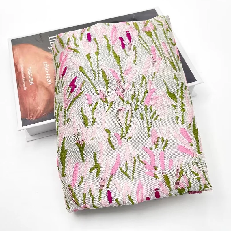 

150cm Width Hard Outline Pink Green Girl Feeling Little Jacquard Designer Dress Peng Skirt Cheongsam Fabric DIY