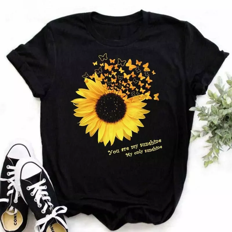 NEW IN Women's T-shirt Casual Kawaii Sunflower Pattern Print Tshirt Comfortable Casual Women's Clothing Black Top
NEW IN Women's T-shirt Casual Kawaii Sunflower Pattern Print Tshirt Comfortable Casual Women's Clothing Black Top