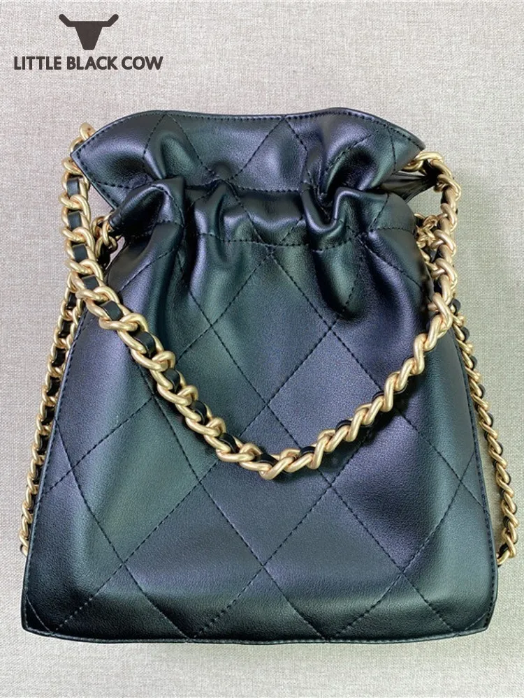 Vintage Women Diamond Lattice Bucket Bag Chain Shoulder Bag Big Capacity String Split Leather Handbag Fashion Soft Underarm Bags
Vintage Women Diamond Lattice Bucket Bag Chain Shoulder Bag Big Capacity String Split Leather Handbag Fashion Soft Underarm Bags