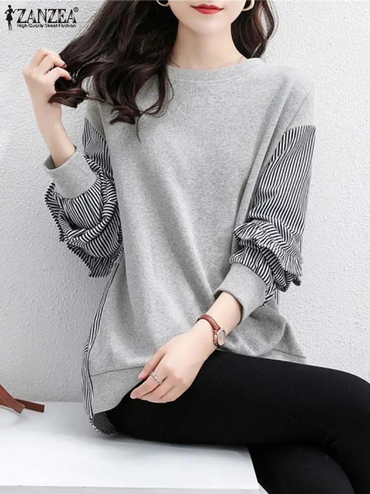 Women Casual Long Sleeve O Neck Striped Printed Shirt Spring Patchwork Blouse Oversized Holiday Tunic Top ZANZEA Loose Pullover
Women Casual Long Sleeve O Neck Striped Printed Shirt Spring Patchwork Blouse Oversized Holiday Tunic Top ZANZEA Loose Pullover