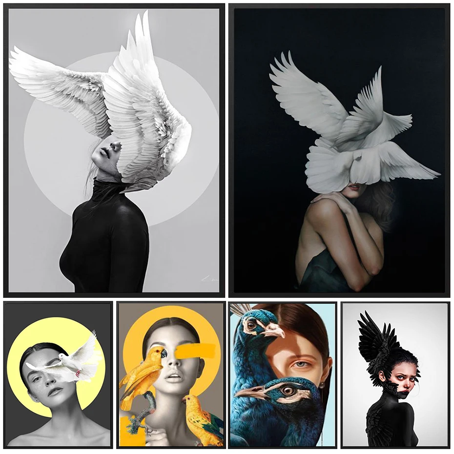 Abstract Black and White Poster Angel Feather Canvas Painting Woman Picture Nordic Wall Art Butterfly for Living Room Home Decor
Abstract Black and White Poster Angel Feather Canvas Painting Woman Picture Nordic Wall Art Butterfly for Living Room Home Decor