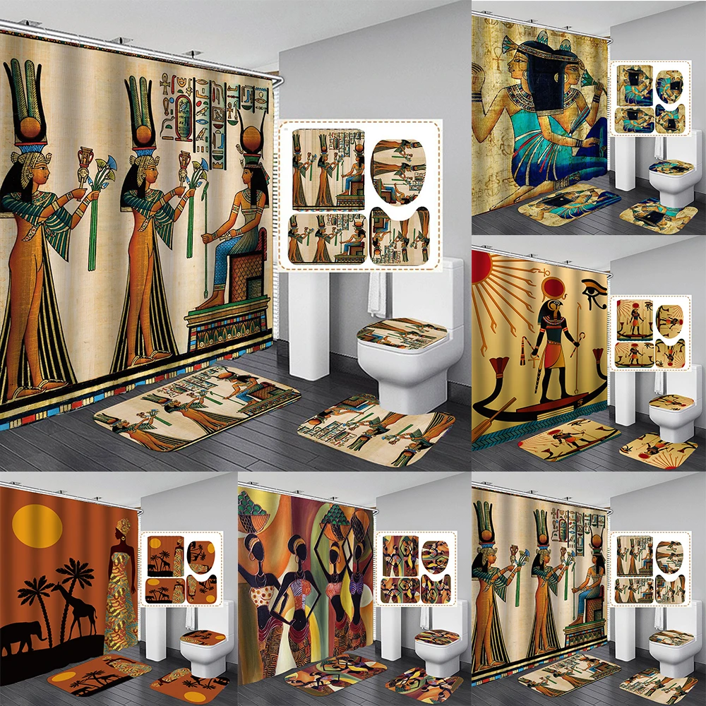 Ancient Egyptian Women Shower Curtain Polyester Fabric 4 Piece Bathroom DIY Decor Retro Design Carpet Cover Toilet Mat Doormat
Ancient Egyptian Women Shower Curtain Polyester Fabric 4 Piece Bathroom DIY Decor Retro Design Carpet Cover Toilet Mat Doormat
