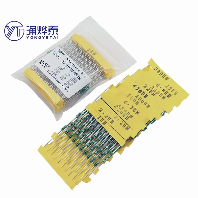YYT 0307 1uH to 470uH Inductor, 14valuesX10pcs=140pcs,,color ring Inductor Assorted Kit
YYT 0307 1uH to 470uH Inductor, 14valuesX10pcs=140pcs,,color ring Inductor Assorted Kit