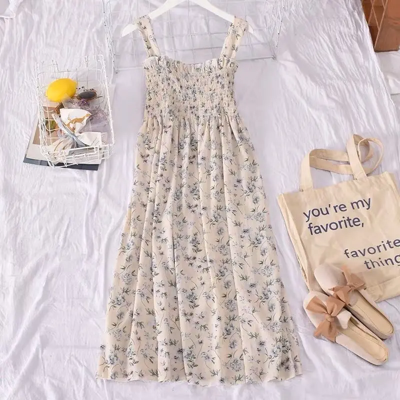 Dresses Women Sweet Girls Retros Floral Basic Sundress Summer Spaghetti Strap Mid-calf Stretchy A-line Causal Holiday Vestidos
Dresses Women Sweet Girls Retros Floral Basic Sundress Summer Spaghetti Strap Mid-calf Stretchy A-line Causal Holiday Vestidos