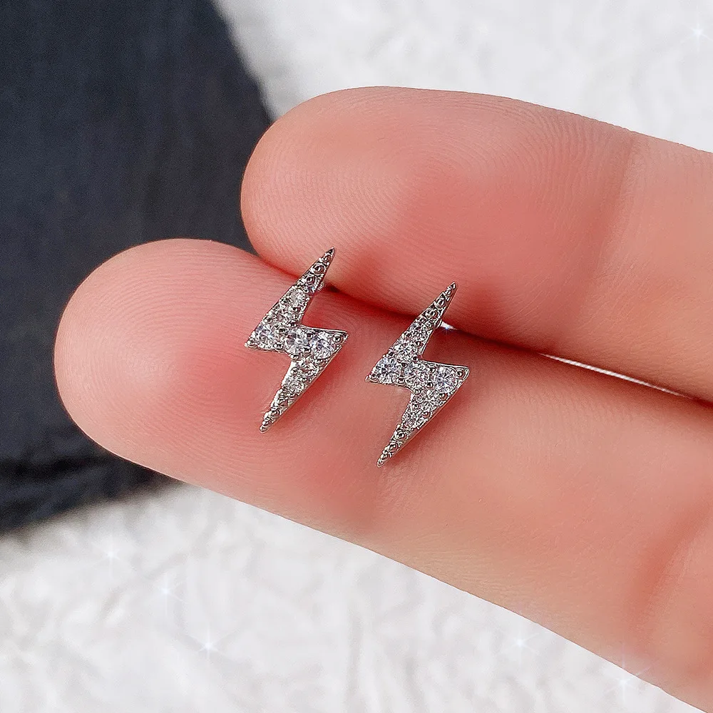 

Delicate Lightning Shape Earrings for Women Dazzling Tiny Zirconia Earrings Daily Wearable Accessories Fashion Jewelry