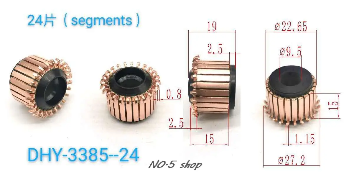 

5Pcs 22.65x9.5x15(19)x24P Copper Bars Electric Motor Commutator