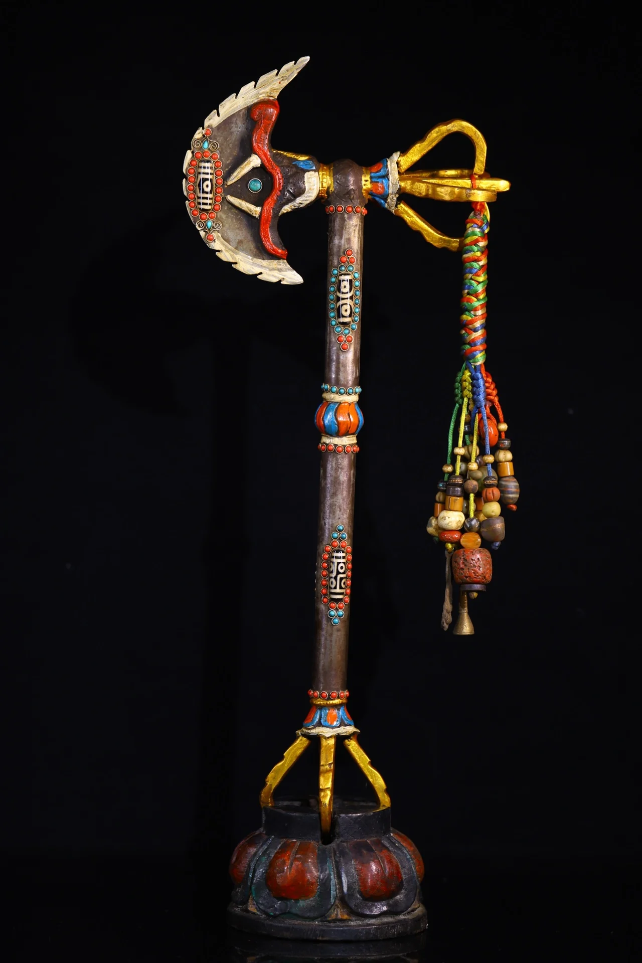 21" Tibetan Temple Collection Tiantie Painted Gem Dzi Beads shape of axe Dorje Vajra Phurpa base Amulet Dharma Town House
21" Tibetan Temple Collection Tiantie Painted Gem Dzi Beads shape of axe Dorje Vajra Phurpa base Amulet Dharma Town House