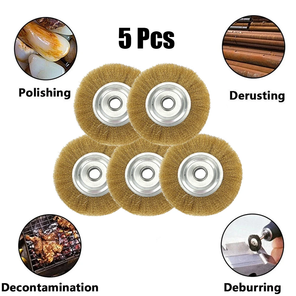 5Pcs 1Inch Wire Wheel Brush Bench Brass Plated Crimped Steel 6.5mm Grinder Polishing Abrasive Tool For Metal Derust Deburring
5Pcs 1Inch Wire Wheel Brush Bench Brass Plated Crimped Steel 6.5mm Grinder Polishing Abrasive Tool For Metal Derust Deburring