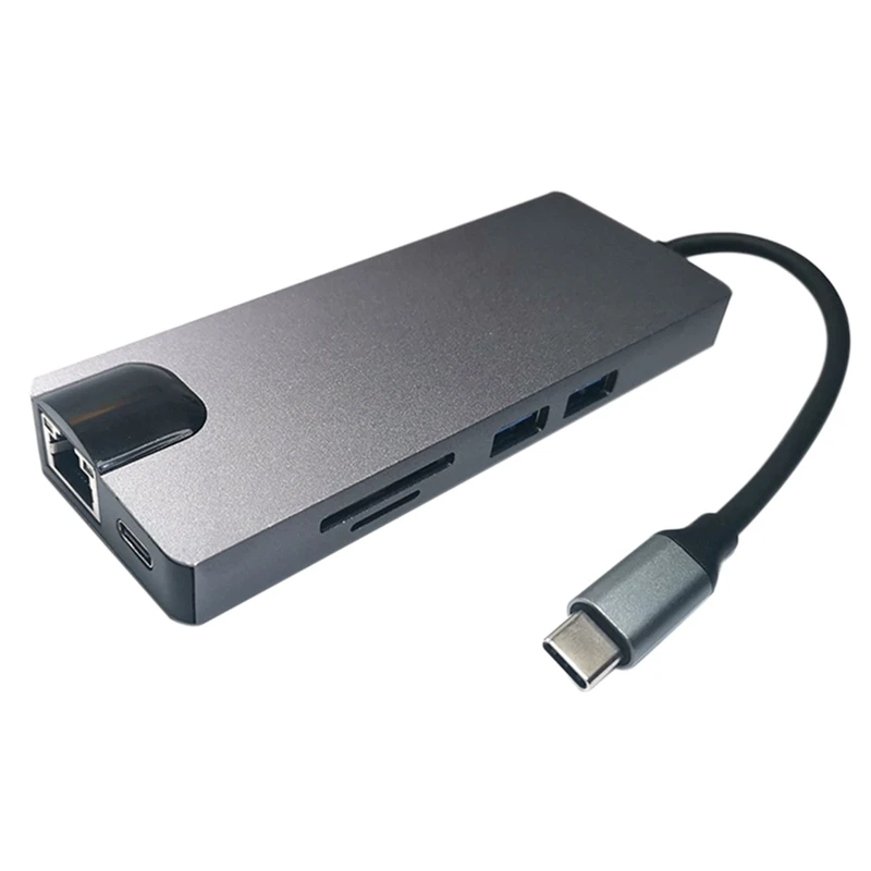 USB C Hub 8 In 1 USB C Dock LAN +TYPE-C +SD/TF Card +USB3 .0 X2 +HDTV + VGA For Notebook Laptop Computer
USB C Hub 8 In 1 USB C Dock LAN +TYPE-C +SD/TF Card +USB3 .0 X2 +HDTV + VGA For Notebook Laptop Computer