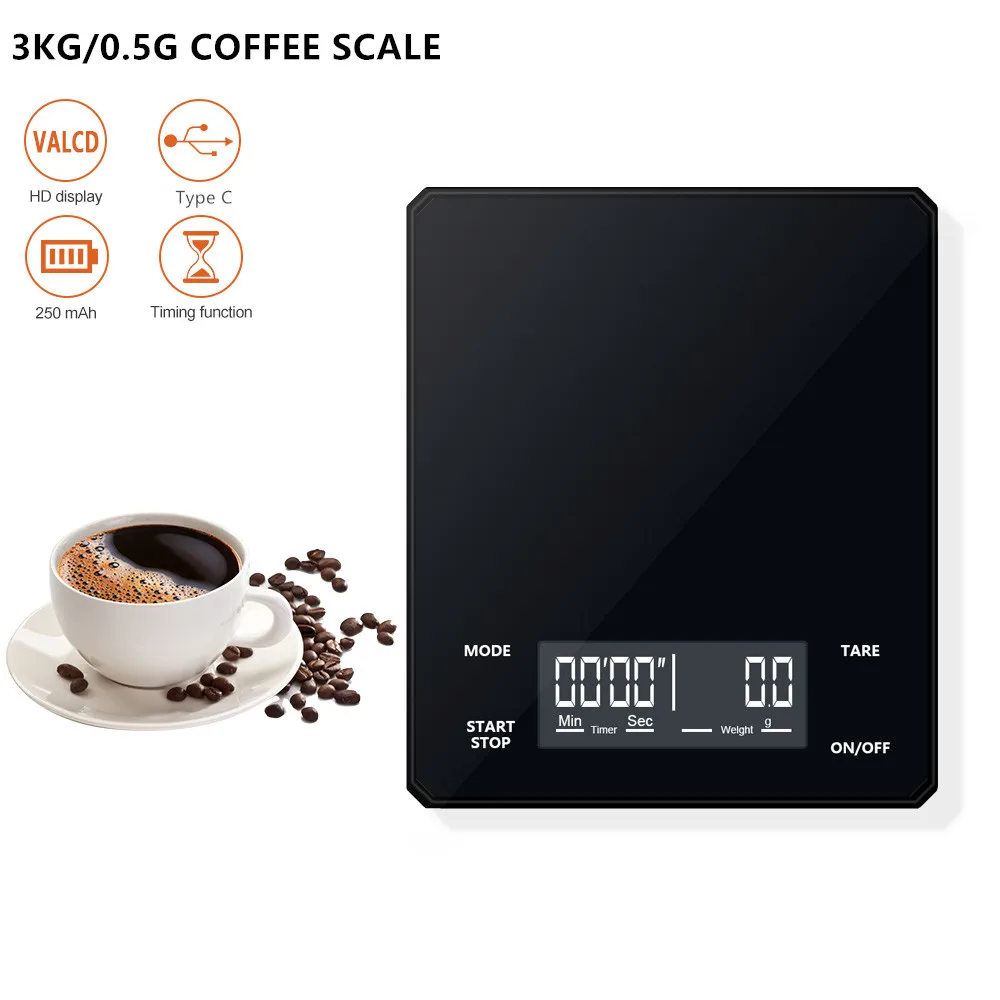 3kg/0.1g Auto Timer Digital Coffee Scale Kitchen Scales With Usb Type-c Kitchen Accessories Precision Scale Bascula Weight Tool
3kg/0.1g Auto Timer Digital Coffee Scale Kitchen Scales With Usb Type-c Kitchen Accessories Precision Scale Bascula Weight Tool