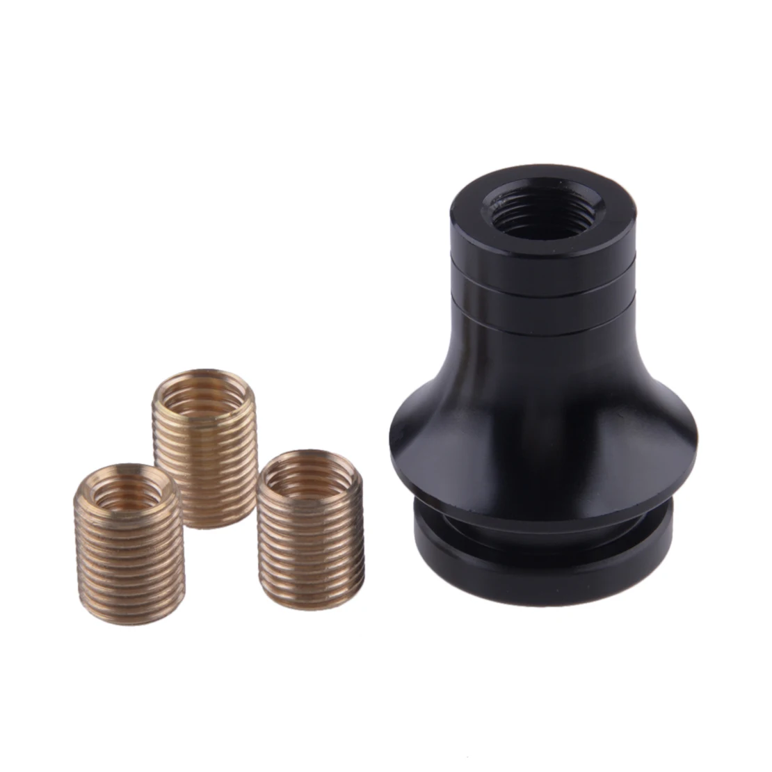 M12x1.25 Universal Car Front Thread Manual Gear Shift Knob Boot Retainer with 3 Adapters Black Aluminum Alloy
M12x1.25 Universal Car Front Thread Manual Gear Shift Knob Boot Retainer with 3 Adapters Black Aluminum Alloy