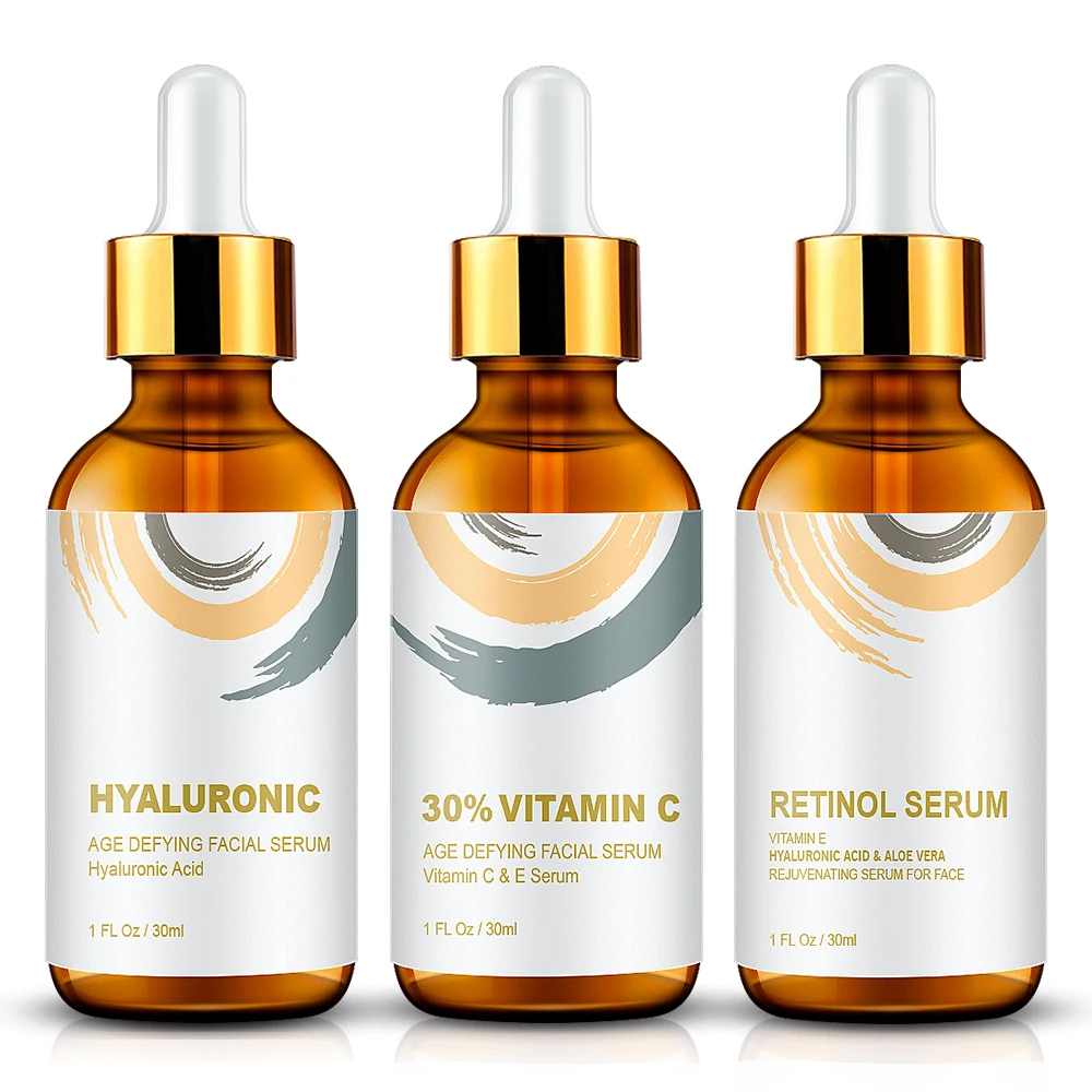 

Retinol Skin Face Care Serum Set Hyaluronic Acid Vitamin Facial Anti-Aging Wrinkle Acne Moisturizing Whitening Shrink Pores
