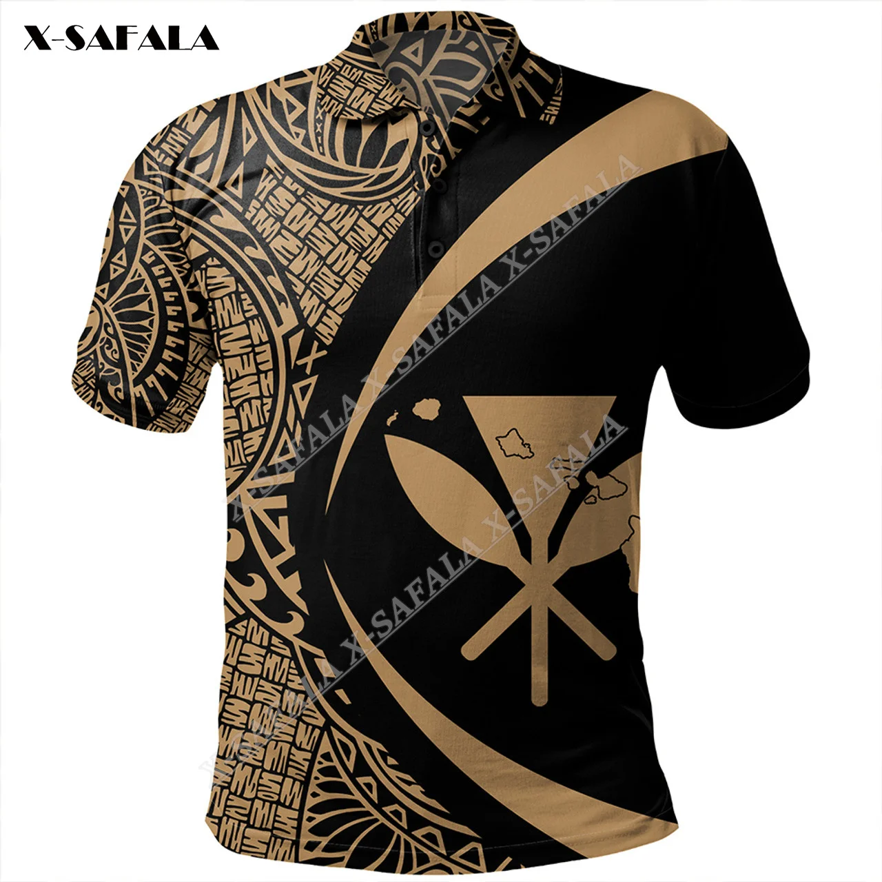 

Гавайская Персонализированная черная полинезийская рубашка-поло унисекс с 3D-принтом карты лаула круга, мужская и женская Повседневная футболка