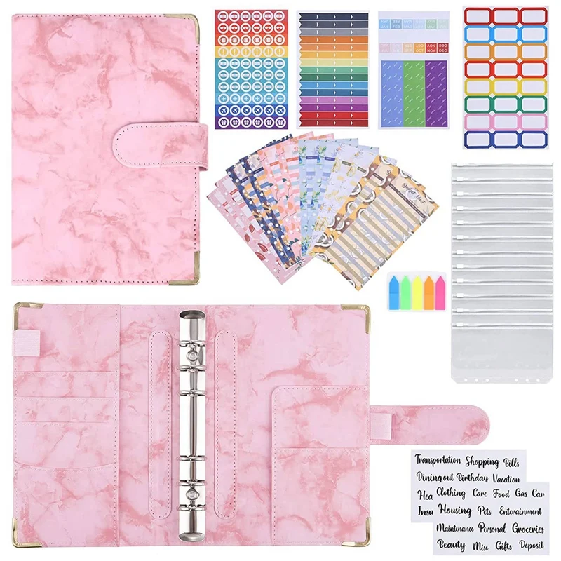 A6 Binder Notebook, Marble Ring Binder With Clear Plastic Binder Covers, Budget Sheets, Label Stickers, Binder Bag
A6 Binder Notebook, Marble Ring Binder With Clear Plastic Binder Covers, Budget Sheets, Label Stickers, Binder Bag