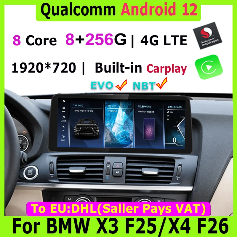 10.25/12.5inch Snapdragon 8+256G CPU Android 12 Car Multimedia Player for BMW X3 F25 X4 F26 HeadUnit GPS Navigation Radio Stereo
10.25/12.5inch Snapdragon 8+256G CPU Android 12 Car Multimedia Player for BMW X3 F25 X4 F26 HeadUnit GPS Navigation Radio Stereo