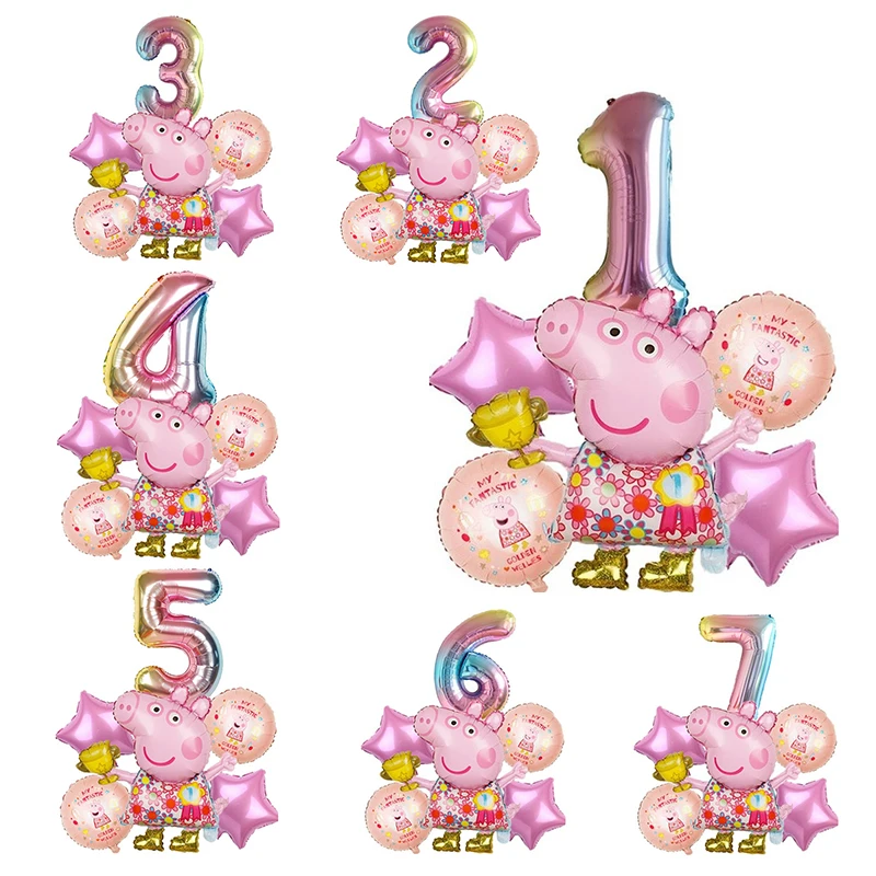New 6PCS Peppa Pig Aluminum film Digital Balloon Set Party Decoration Children's Birthday Balloon Gift Interior event Decoration
New 6PCS Peppa Pig Aluminum film Digital Balloon Set Party Decoration Children's Birthday Balloon Gift Interior event Decoration