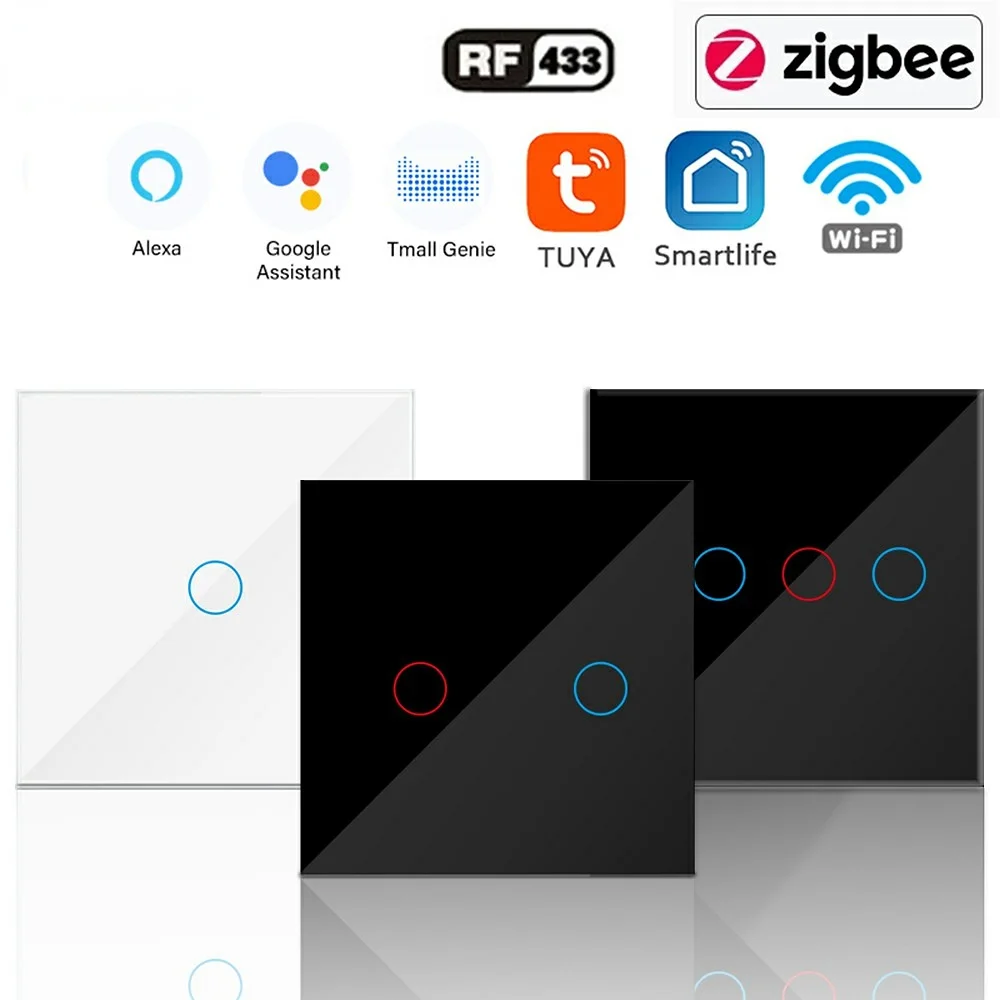 Zigbee Smart Switch Smart Home 110V 220V EU Standard 1 2 3 Gang Touch Switch for Alexa Amazo Tuya Remote Control
Zigbee Smart Switch Smart Home 110V 220V EU Standard 1 2 3 Gang Touch Switch for Alexa Amazo Tuya Remote Control