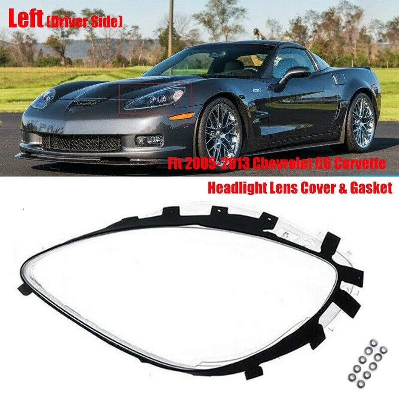 Left Headlight Lens Covers For Chevrolet C6 Corvette 2005-2013 With Black Trim Gaskets Seal Kit & 10Pcs Fix Nut Snaps
Left Headlight Lens Covers For Chevrolet C6 Corvette 2005-2013 With Black Trim Gaskets Seal Kit & 10Pcs Fix Nut Snaps