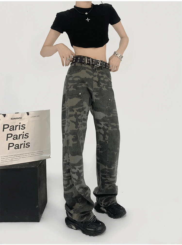 Women Camouflage Straight Jeans Female Y2k High Waist Baggy Cargo Pant Retro Fashion Streetwear Casual Denim Trouser 2022 new
Women Camouflage Straight Jeans Female Y2k High Waist Baggy Cargo Pant Retro Fashion Streetwear Casual Denim Trouser 2022 new