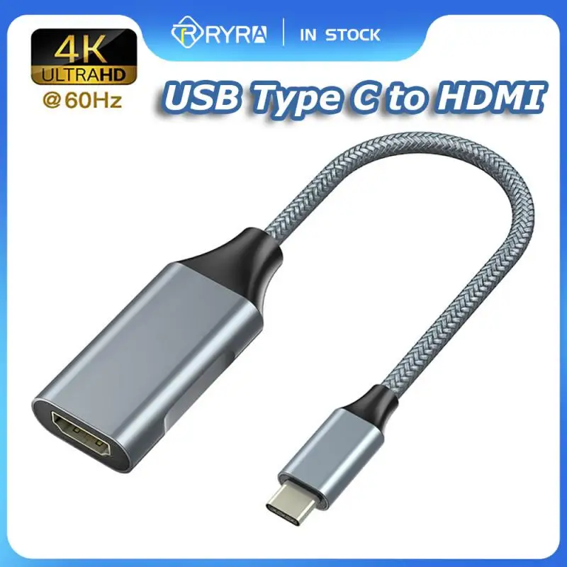 

Адаптер RYRA с USB Type-C на 4K, 60 Гц, HDMI-совместимый кабель-преобразователь, стабильный кабель для монитора HDTV, проектора, ПК, ноутбука, планшета, телефона