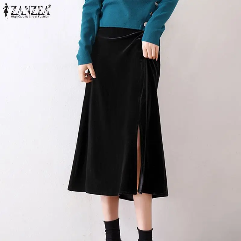 Velvets Midi Skirt ZANZEA Spring Autumn Elastic Waist Mujer Falda Casual Elegant Split Hem Skirts Women Fashion Solid Jupe Femme
Velvets Midi Skirt ZANZEA Spring Autumn Elastic Waist Mujer Falda Casual Elegant Split Hem Skirts Women Fashion Solid Jupe Femme
