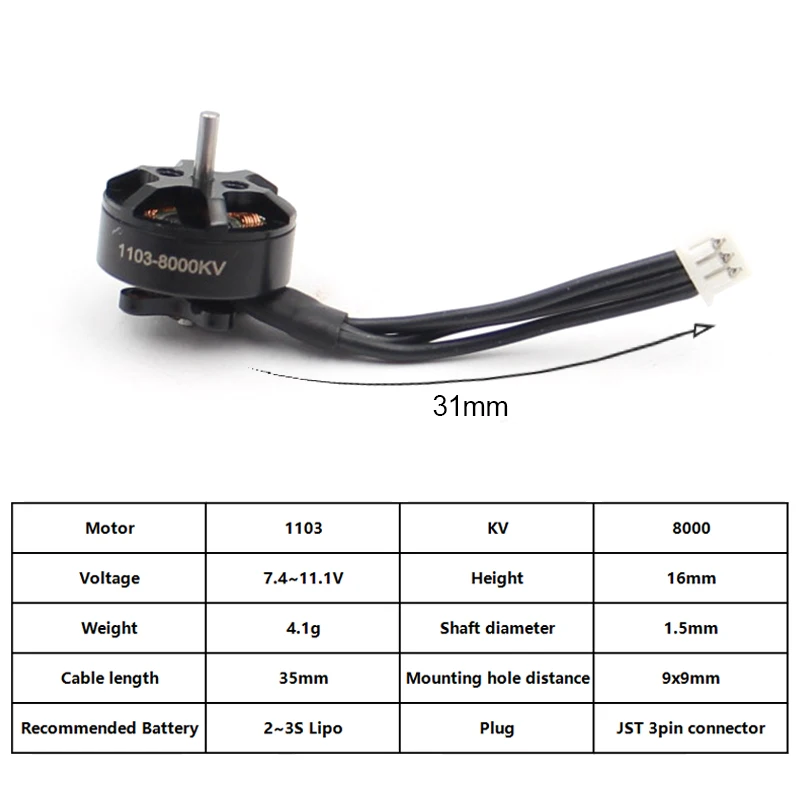 Распродажа 1103 8000KV бесщеточный двигатель 2-3S Lipo 1 5mm вал для Gemfan 1636 40mm 6 inch Propeller FPV