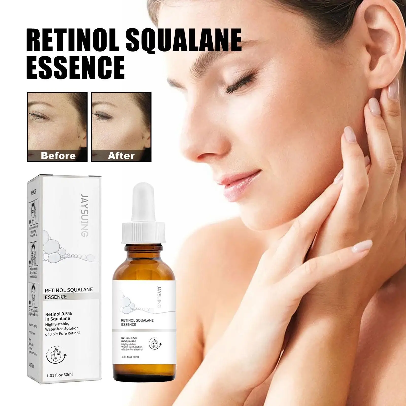 

Retinol 0.5% Squalane Essence Anti Aging Reduce Wrinkles Fine Lines Firming Skincare Brighten Dark Spots Moisturizing Whitening