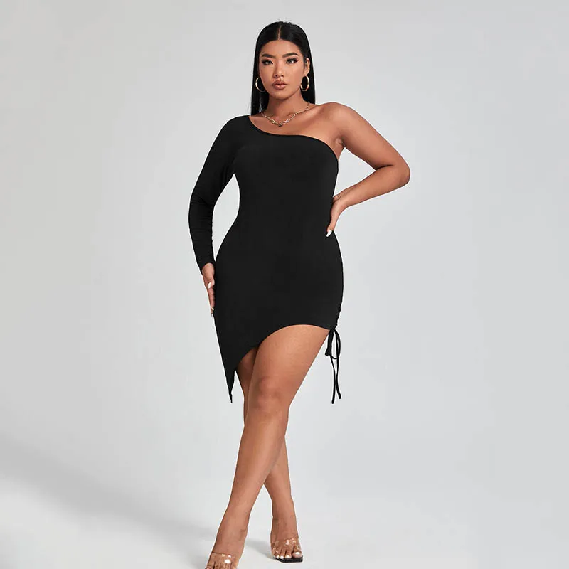 3XL 4XL Fashion Women's Plus Size Dress One Shoulder Sleeve Adjustable Openwork Bandage Sexy Package Hip Irregular Hem Skirt
3XL 4XL Fashion Women's Plus Size Dress One Shoulder Sleeve Adjustable Openwork Bandage Sexy Package Hip Irregular Hem Skirt