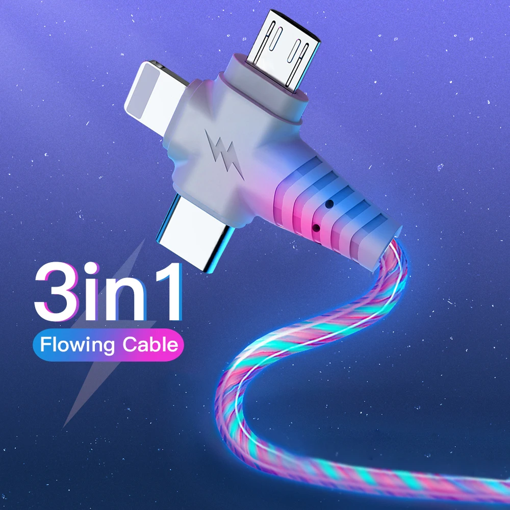 3 в 1 кабель зарядного устройства Micro USB Type C для Samsung S10 Xiaomi Huawei OPPO VIV потоковый светящийся usb-кабель
3 в 1 кабель зарядного устройства Micro USB Type C для Samsung S10 Xiaomi Huawei OPPO VIV потоковый светящийся usb-кабель