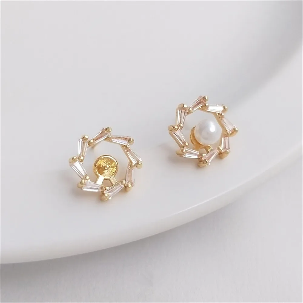 14K Gold Filled Plated Inlaid zircon half-hole pearl bracket earrings 925 silver needle diy ear accessories
14K Gold Filled Plated Inlaid zircon half-hole pearl bracket earrings 925 silver needle diy ear accessories
