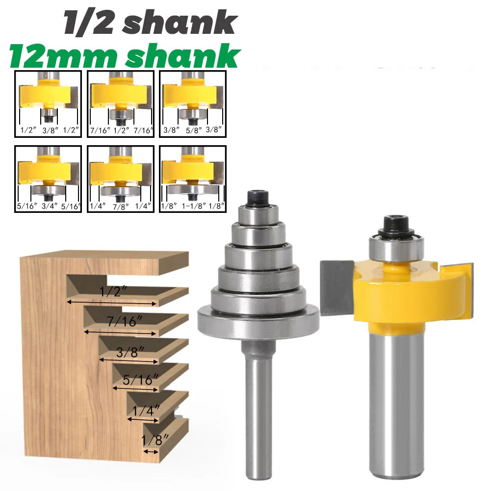 1PC 1/2" 12.7MM 12MM Shank Milling Cutter Wood Carving Rabbet Router Bit with 6 Bearings Set Tenon Cutter for Woodworking Tools
1PC 1/2" 12.7MM 12MM Shank Milling Cutter Wood Carving Rabbet Router Bit with 6 Bearings Set Tenon Cutter for Woodworking Tools