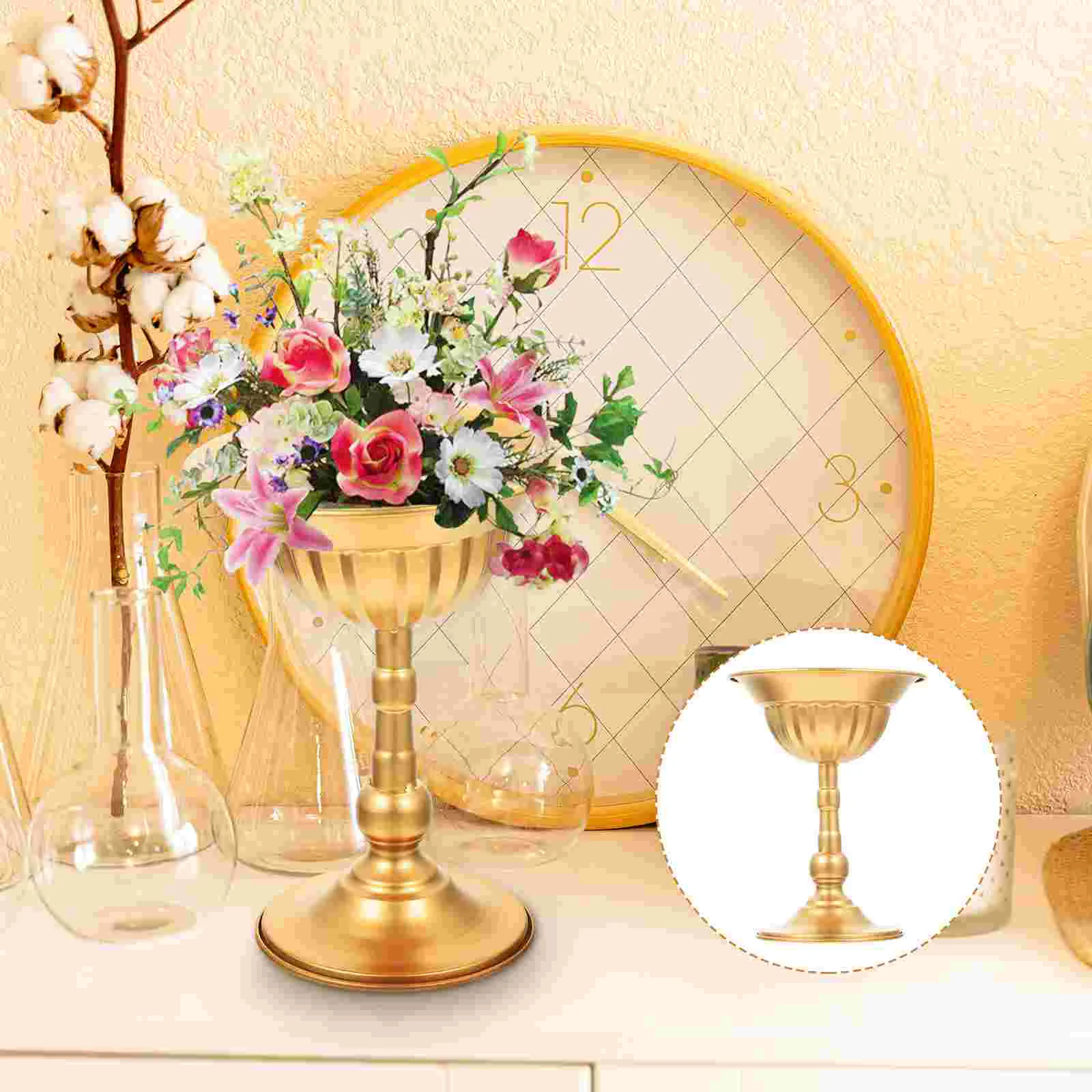 

Vase Flower Urn Pot Planter Wedding Table Iron Vintage Metal Arrangement Trumpet Pots Retro Decorative Storagevases Column