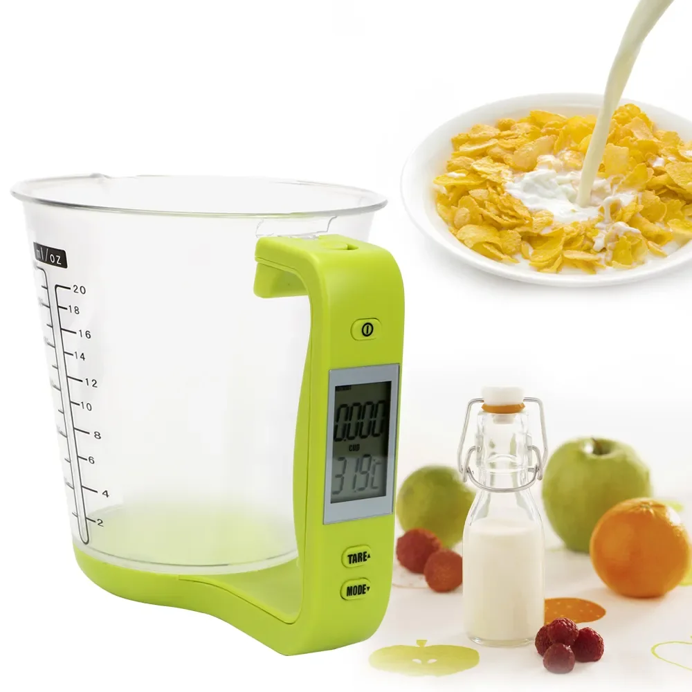 

LCD Digital Electronic Beaker Temperature Measurement Cup with Kitchen Hostweigh Measuring Scales, Detailed Precise Readings.