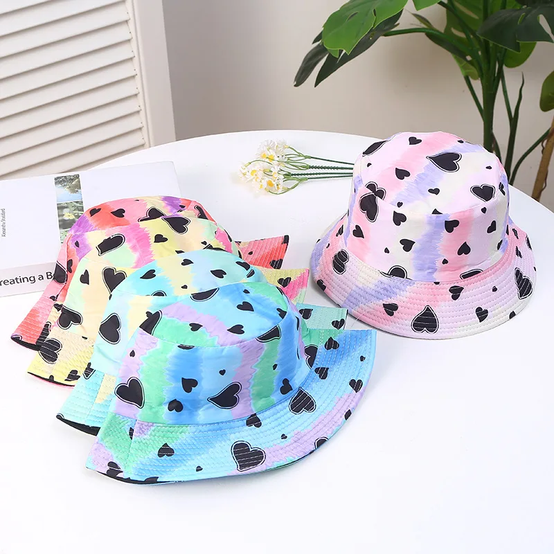 2023 Spring And Summer New Outdoor Sunshade Sunscreen Hat Love Print Flower Hat Basin Tie-dye Matching Color Fisherman's Hat 
2023 Spring And Summer New Outdoor Sunshade Sunscreen Hat Love Print Flower Hat Basin Tie-dye Matching Color Fisherman's Hat