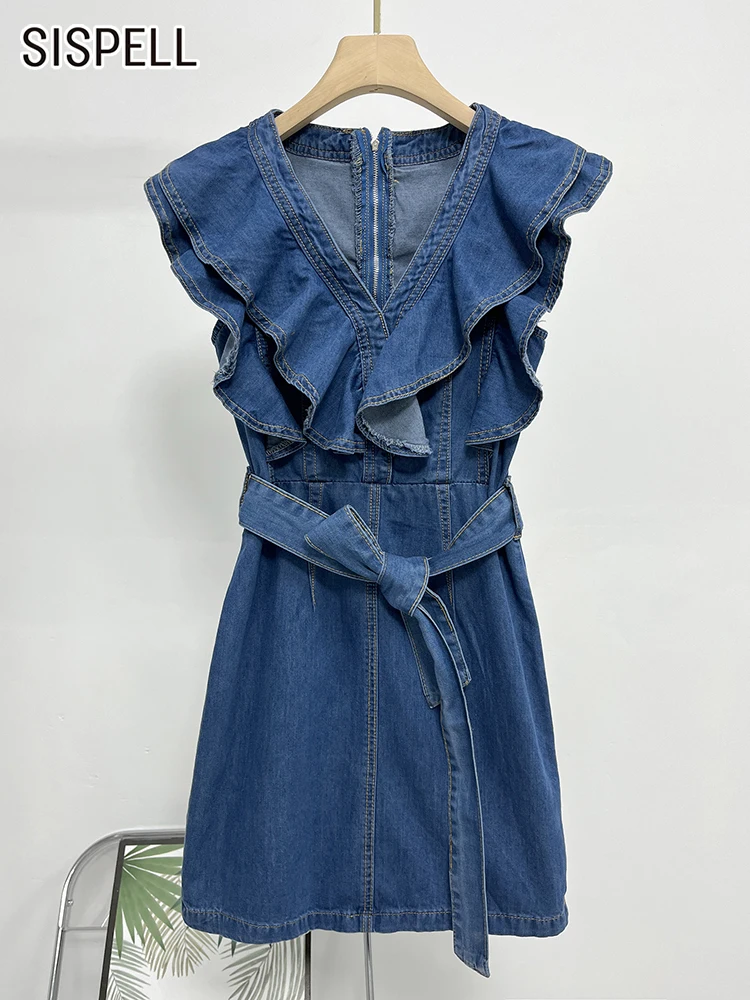 SISPELL Denim Solid Patchwork Zipper Dresses For Women V Neck Sleeveless High Waist Folds Mini A Line Dress Female Summer New
SISPELL Denim Solid Patchwork Zipper Dresses For Women V Neck Sleeveless High Waist Folds Mini A Line Dress Female Summer New