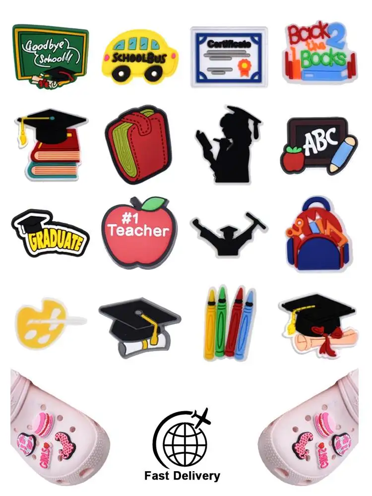 1Pcs PVC Graduate School for Crocs Charms DIY Badge Women Sandals Buckle Kids Pins Decoration Jeans Shoe Accessories Wholesale
1Pcs PVC Graduate School for Crocs Charms DIY Badge Women Sandals Buckle Kids Pins Decoration Jeans Shoe Accessories Wholesale