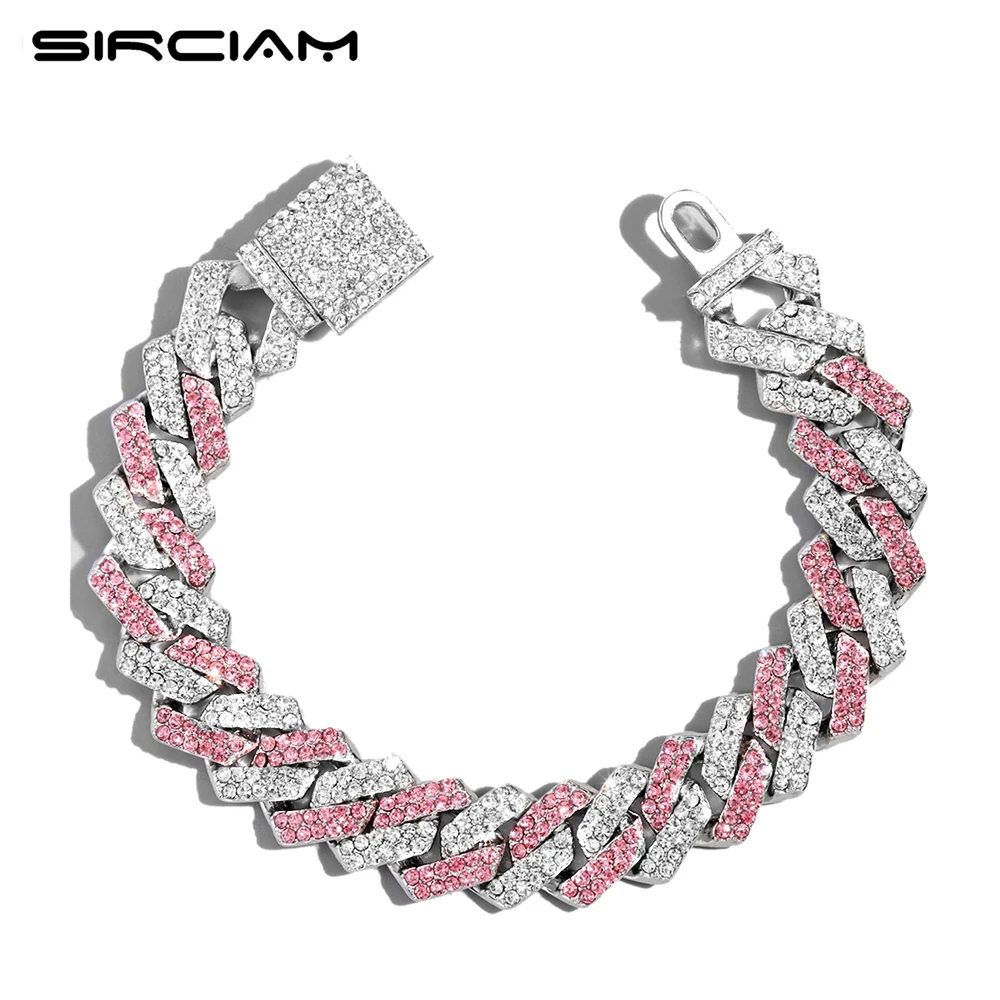 Silver Plated Iced Out Micro Pave Pink Miami Cuban Chain Women Bracelet HipHop 14MM Prong Cuban Link Bracelets For Woman Jewelry
Silver Plated Iced Out Micro Pave Pink Miami Cuban Chain Women Bracelet HipHop 14MM Prong Cuban Link Bracelets For Woman Jewelry
