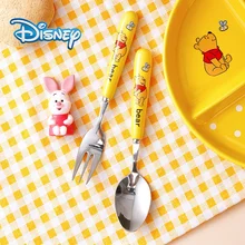 Disney Anime Kawaii Spoon Fork Cute Mickey Minnie Donald Duck Stainless Steel Children Fruit The Steak The Fork Soup Ladle