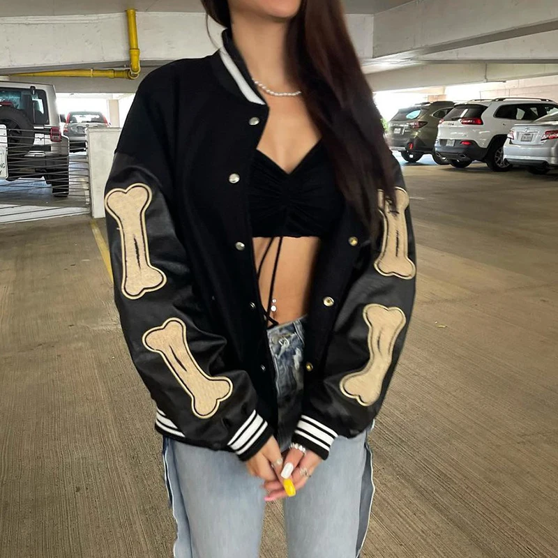 Women Oversized Single-Breasted Baseball Jacket Ladies Girls Fashion Contrast Color Button Down Boyfriend Baggy Coat Outwear
Women Oversized Single-Breasted Baseball Jacket Ladies Girls Fashion Contrast Color Button Down Boyfriend Baggy Coat Outwear