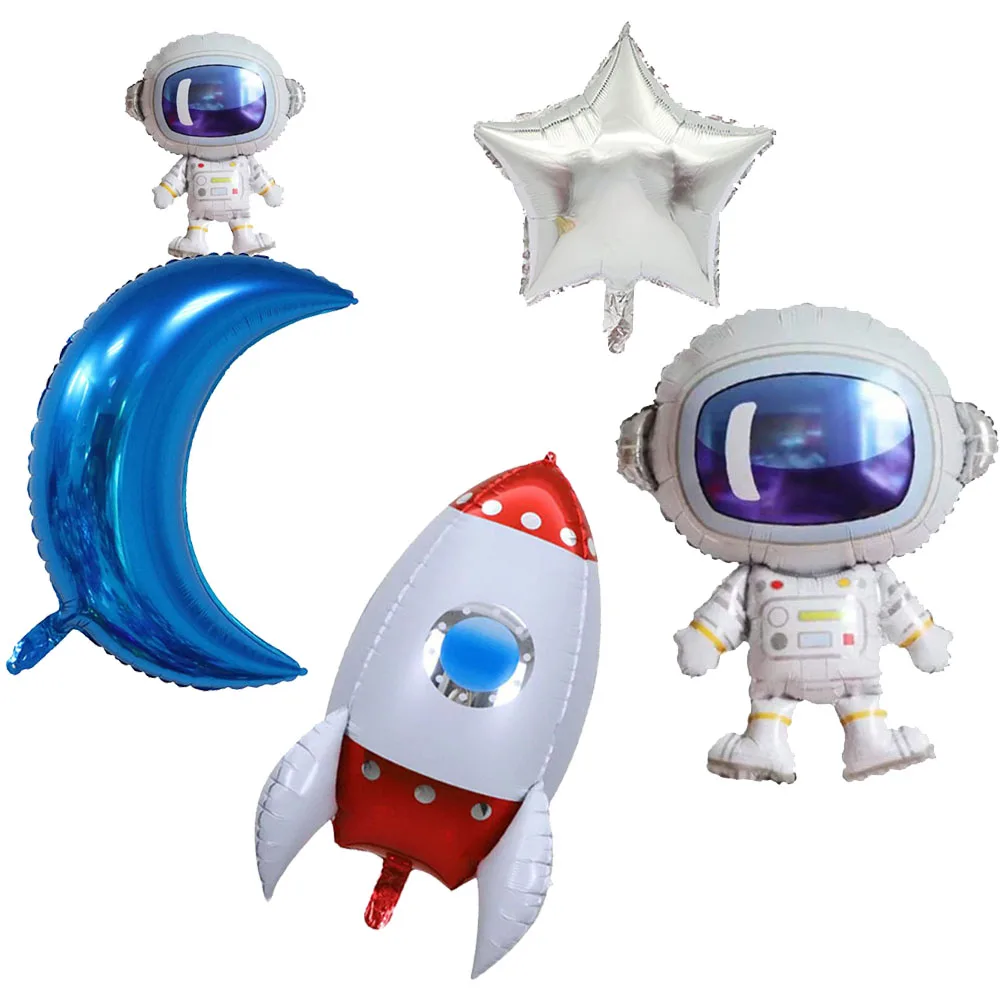 

5 Pcs Astronaut Foil Balloon Rocket Balloons For Boy Kids Astronauta Universe Series Outer Space Ballons Birthday Party Decor