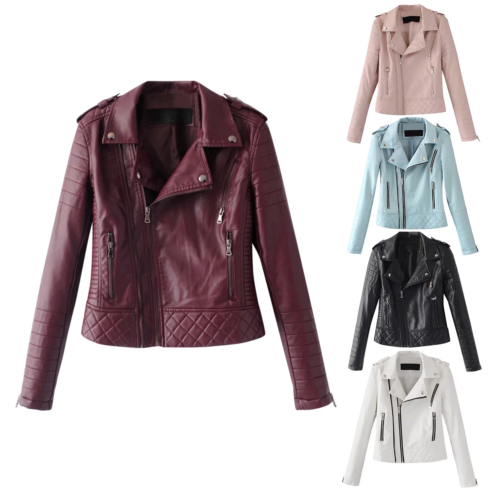 Autumn Winter Solid Color Pu Faux Leather Jackets Women Long Sleeve Zipper Slim Motor Biker Leather Coat Female Outwear Tops
Autumn Winter Solid Color Pu Faux Leather Jackets Women Long Sleeve Zipper Slim Motor Biker Leather Coat Female Outwear Tops