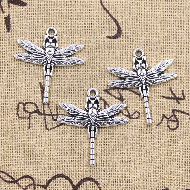 

6pcs Charms Dragonfly 32x28mm Antique Silver Color Pendants Making DIY Handmade Tibetan Finding Jewelry